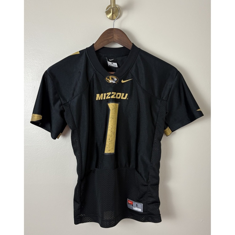 Vintage Nike Mizzou Missouri Tigers Black Football Jersey Size Youth‎ Small #1